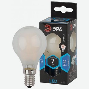 Лампа ЭРА F-LED P45-7w-840-E14 frozed филаментная шарик холодный свет матовая