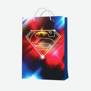 Пакет подарочный большой синевато-красный ND Play Superman 22х31х10 см