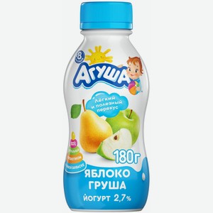Йогурт питьевой Агуша 2.7% яблоко-груша, с 8 месяцев, 180 г