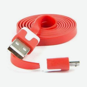 Дата-кабель плоский Red Line USB - micro USB (lite), красный