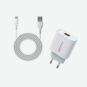 Сетевое зарядное устройство PAVAREAL WC66 1 USB QC 3.0 + кабель DC181L LIGHTNING, белый