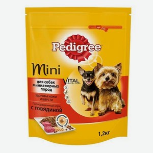 Корм для собак Pedigree для миниатюрных пород с говядиной сухой 1.2кг