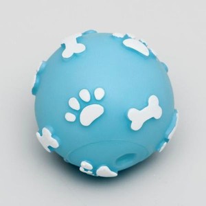 Игрушка для собак Пижон Мячик с пищалкой «Лапки» 5.5 см голубой