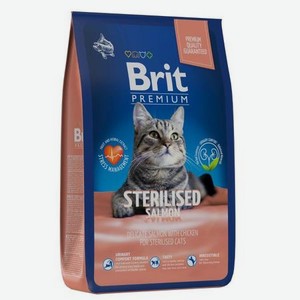 Корм для кошек Brit 8кг Premium Cat Sterilized Salmon and Chicken для стерилизованных с лососем и курицей сухой