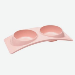 Миска Пижон пластиковая двойная 38.5х16.7х5 см розовая 400 мл