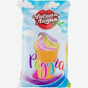 Мороженое пломбир Чистая Линия Радуга в вафельном стаканчике, 90 г