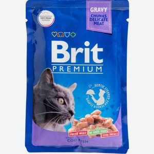 Корм для кошек Brit Premium Треска в соусе, 85 г