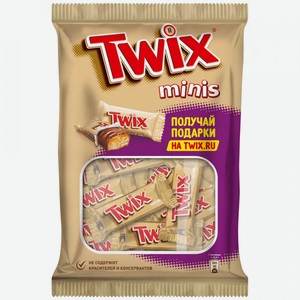 Конфеты Twix Мinis с печеньем и карамелью, покрытые молочным шоколадом, 184 г