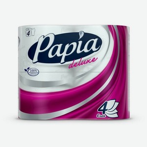 Туалетная бумага Papia Deluxe 4 слоя, 4 рулона