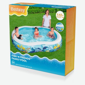Бассейн детский BESTWAY Fish  n Friends, 262x157x46 см