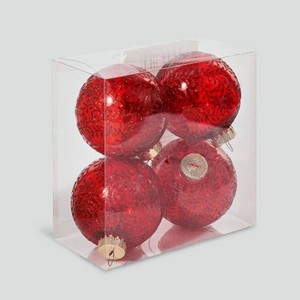 Набор елочных шаров Unique Treasures красный, 4 шт