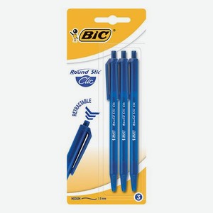 Ручка BIC Раунд Стик Клик, синяя 3 шт
