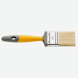 Кисть плоская Hardy N90, желтая, 50 мм, светлая щетина, ручка 2К
