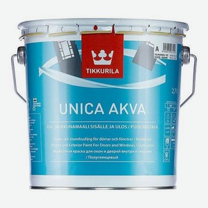 Краска для окон и дверей полуглянцевая Tikkurila unica akva с 2.7 л