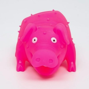 Игрушка для собак Пижон пищащая «Весёлая свинья» хрюкающая светящаяся 19 см. розовая