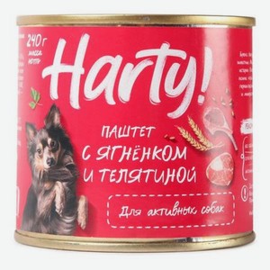 Корм Harty 240г для собак активных пород паштет с ягненком и телятиной