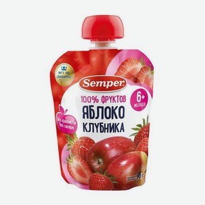 Пюре фруктово-ягодное Semper Яблоко и клубника 90 г