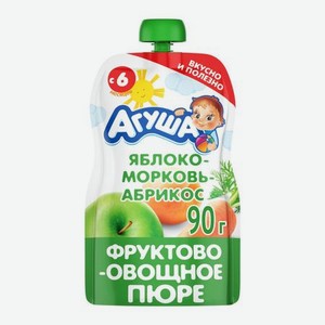 Пюре фруктово-овощное Агуша Яблоко-Морковь-Абрикос 90 г