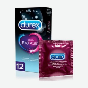 Презервативы Durex Dual Extase рельефные, с анестетиком 12 шт