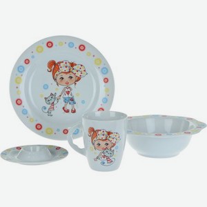Набор детской посуды Chmielow Девочка с котёнком 4 предмета