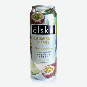 Напиток игристый пуаре Alska яблоко и маракуйя, 0.5л
