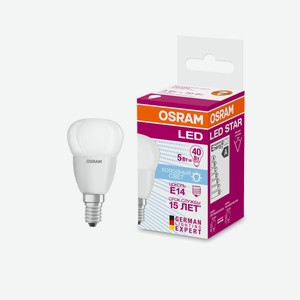 Лампа светодиодная Osram E14 5Вт холодный белый шар