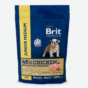 Корм сухой Brit Premium by Nature Junior для молодых собак мелких пород с курицей, 1кг