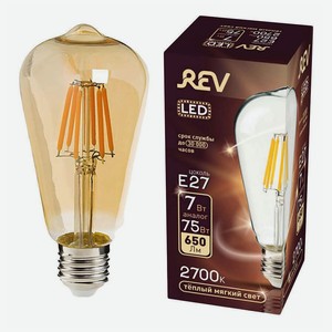 Лампа светодиодная REV Филамент Винтаж E27 7 Вт груша прозрачная