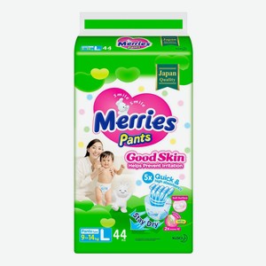 Трусики Merries Good Skin для детей L (9-14 кг) 44 шт