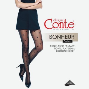 Колготки женские Conte fantasy bonheur 20 Den - Nero, Однотонный, 3