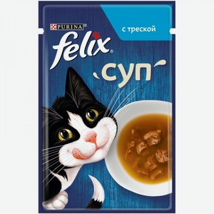 Влажный корм для кошек Felix Суп с треской, 48 г