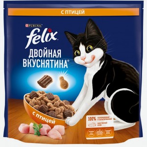 Сухой корм Felix Двойная вкуснятина для взрослых кошек с птицей, 1.3 кг