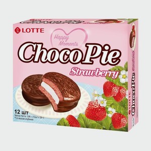 Печенье Lotte Choco Pie клубника 336гр (Лотте)