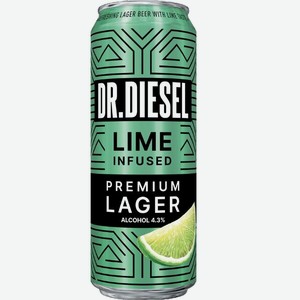 Пивной напиток Dr.Diesel Премиум Лагер Лайм 4,3% 0,43л ж/б (Heineken)