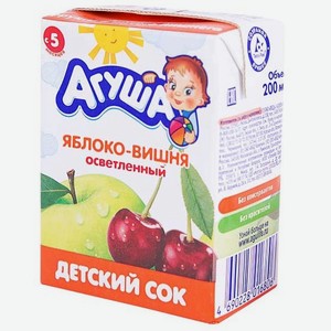 Сок Агуша 200мл яблоко/персик с мяк.