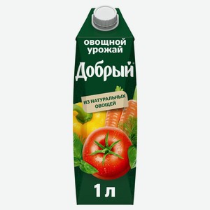 Нектар Добрый уголки России, овощной урожай, 1 л, тетрапак