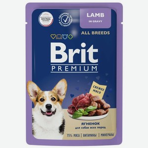 Brit Premium паучи для взрослых собак всех пород с ягненком в соусе - 85 г х 14 шт