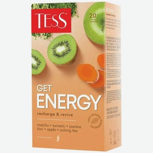 Чай зеленый Tess Get Energy с ароматом киви и жасмина, в пакетиках, 20 шт, 30 г