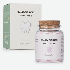 TEETHSPACE Натуральный зубной порошок в таблетках со вкусом персика, зеленого чая и мяты