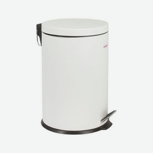 Ведро-контейнер для мусора (урна) с педалью ЛАЙМА  Classic , 20 л, белое, глянцевое, металл, 604949 состояние хорошее