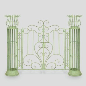 Ворота садовые металлический оливковый 172x130x36см