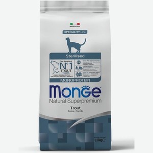 Monge Cat Monoprotein Sterilised Trout сухой корм для стерилизованных кошек с форелью (10 кг)
