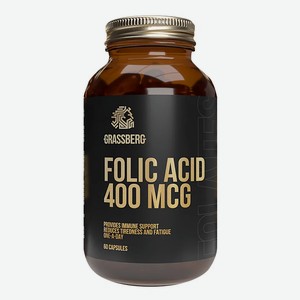 Биологически активная добавка к пище GRASSBERG Folic Acid 400 мкг, 60 капсул