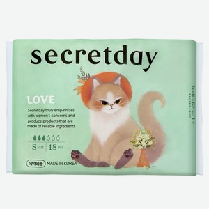 Прокладки SECRET DAY Хлопковые гигиенические LOVE размер S, 18 шт