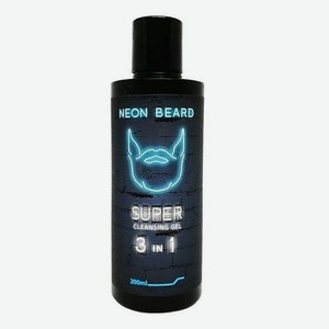 NEON BEARD Супер-очищающий гель для лица и бороды BLUE NEON - Голубая Ромашка и Лаванда