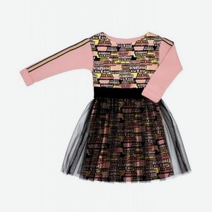 Платье Lucky Child-МИШКИ с маленькой юбкой черно-розовое