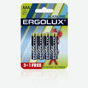 Батарейки Ergolux Alkaline 3+1 LR03