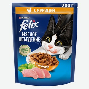 Корм сухой Felix Мясное объедение для кошек с курицей 200г