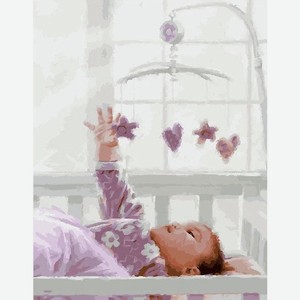 Картина по номерам 40х50 см Малыш в кроватке МСА241
