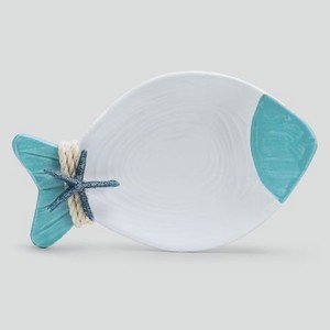 Тарелка декоративная Liansheng рыбка бело-голубая, 20x3x12 см